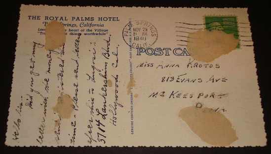 Bela postcard November 29, 1940 2